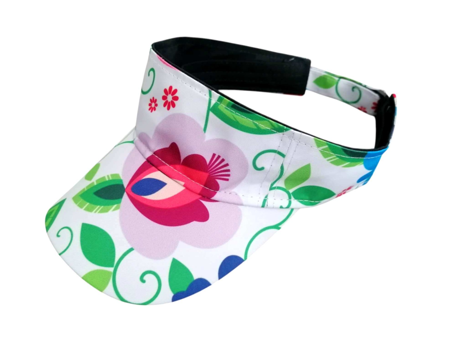 Šilt s ľudovým motívom - kvety na bielom pozadí