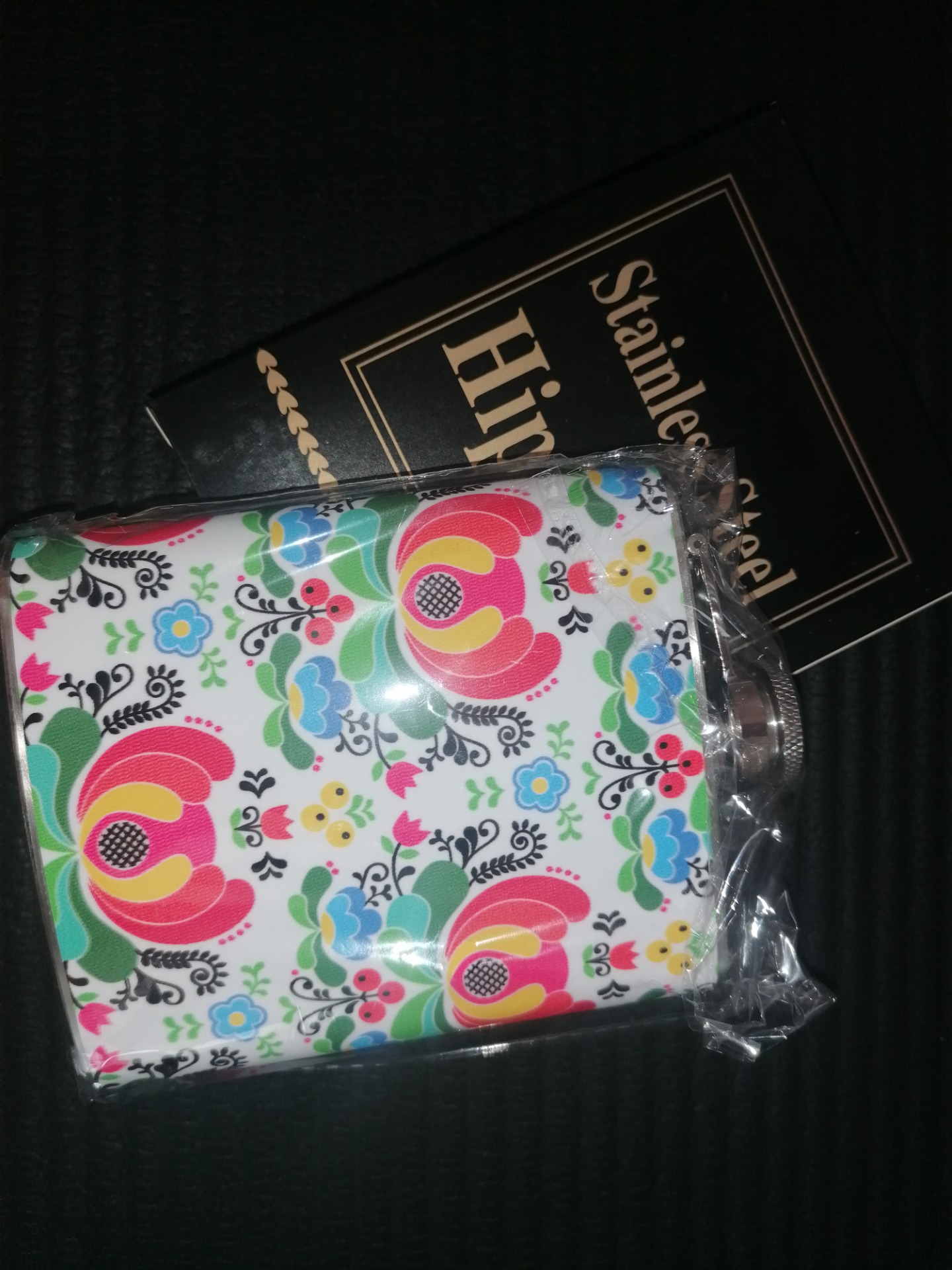 Ploskačka nerezová 210ml - veľké oranžové kvety