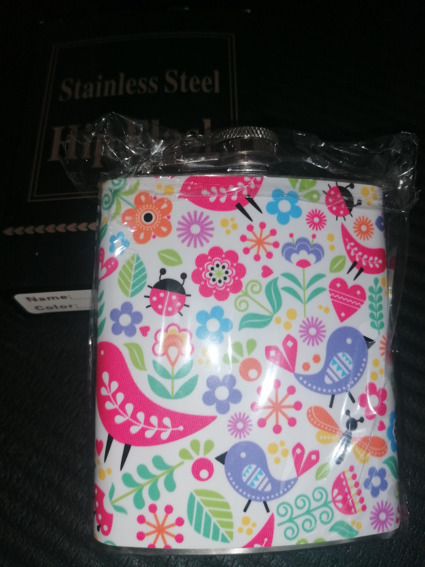 Ploskačka nerezová 210ml - vtáčiky