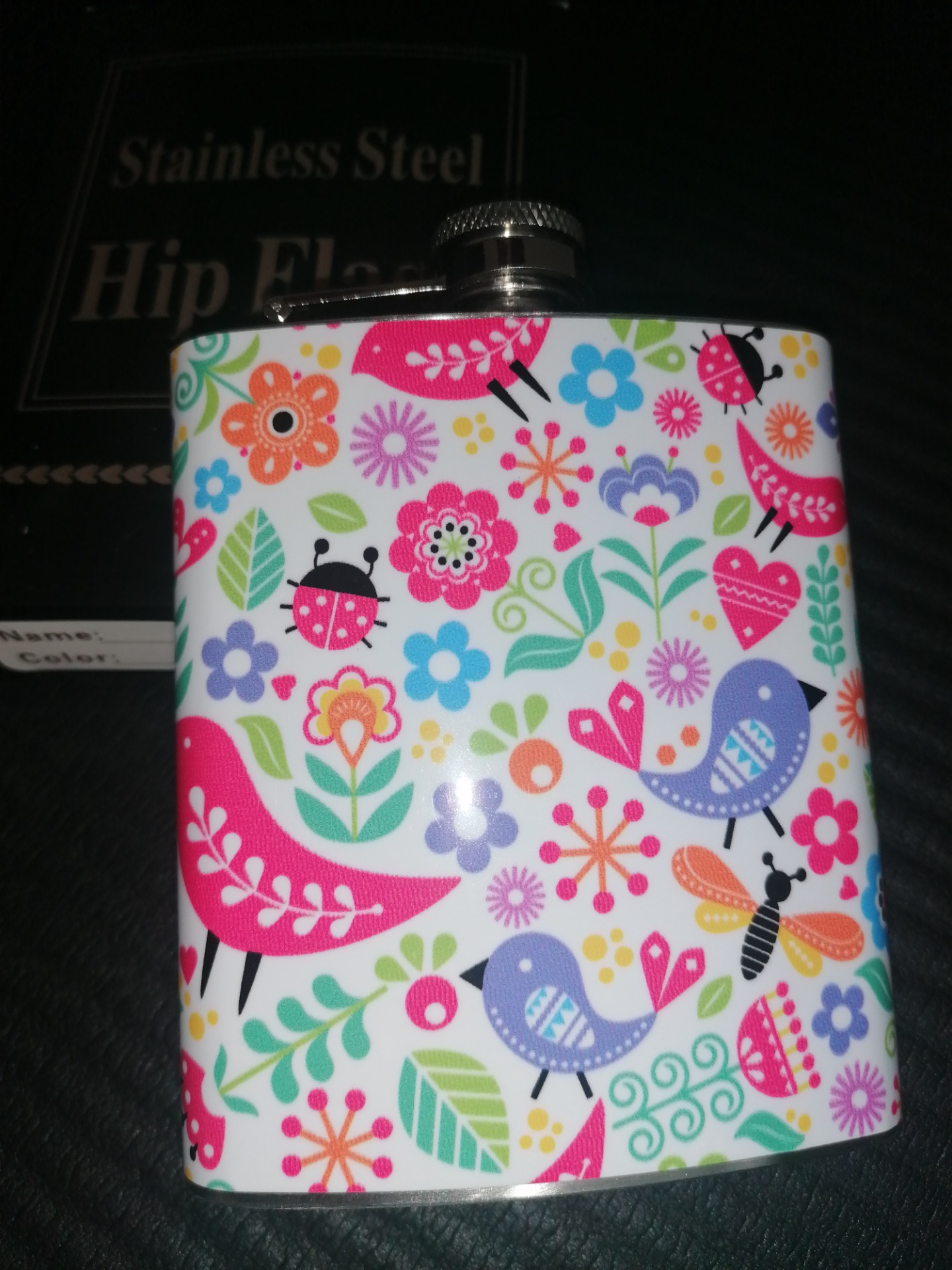 Ploskačka nerezová 210ml - vtáčiky