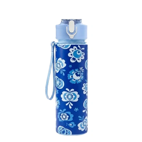 Fľaša na vodu s ľudovým motívom – 770 ml modrá (s uškom)