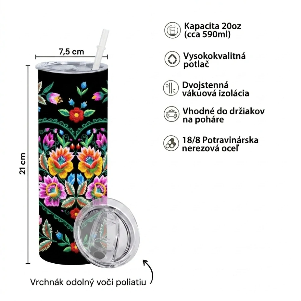 Nerezový termopohár uzatvárateľný vrchnák 590ml "tumbler"- Telgárt
