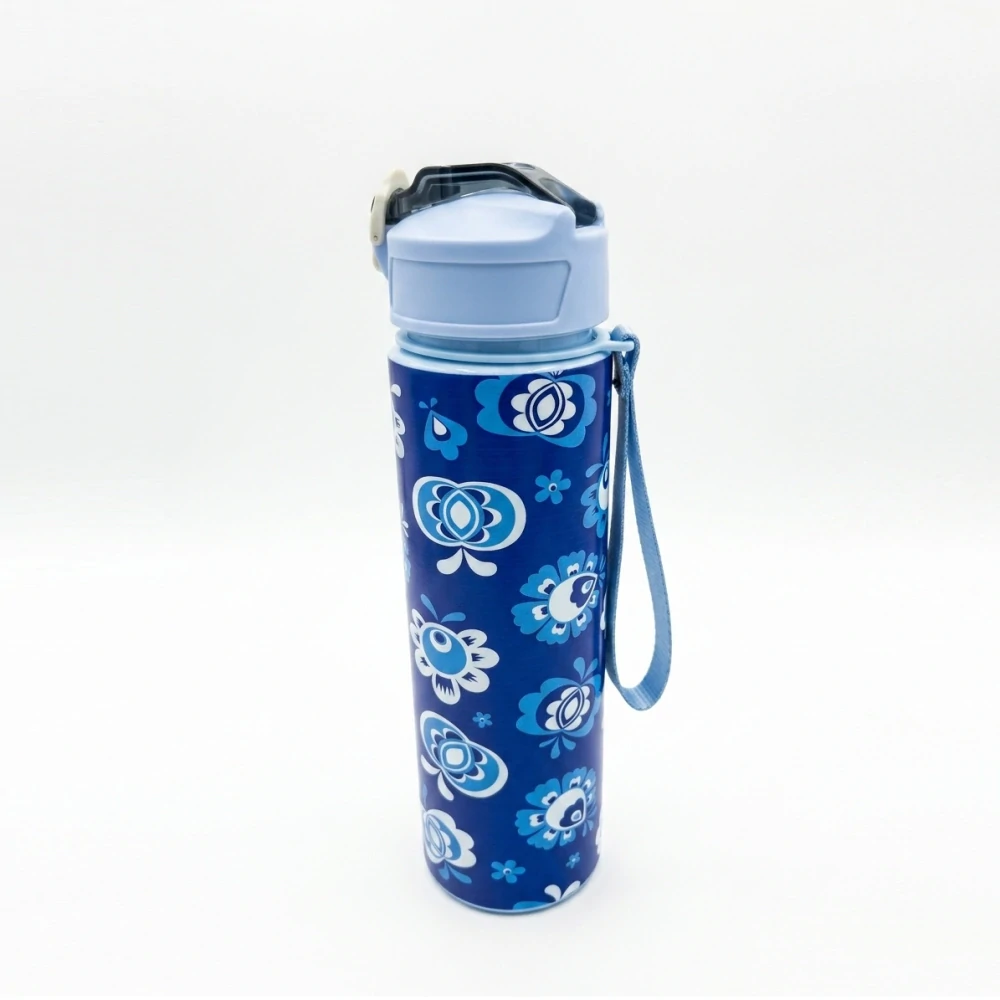 Fľaša na vodu s ľudovým motívom – 770 ml modrá (s uškom)