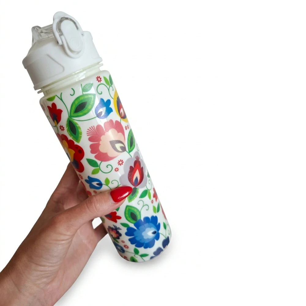 Fľaša na vodu s ľudovým motívom – 770 ml biela (bez uška)