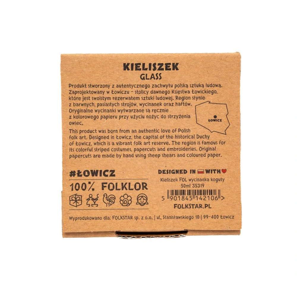 Folklórny štamperlík/poldecák 50 ml – Kohúty