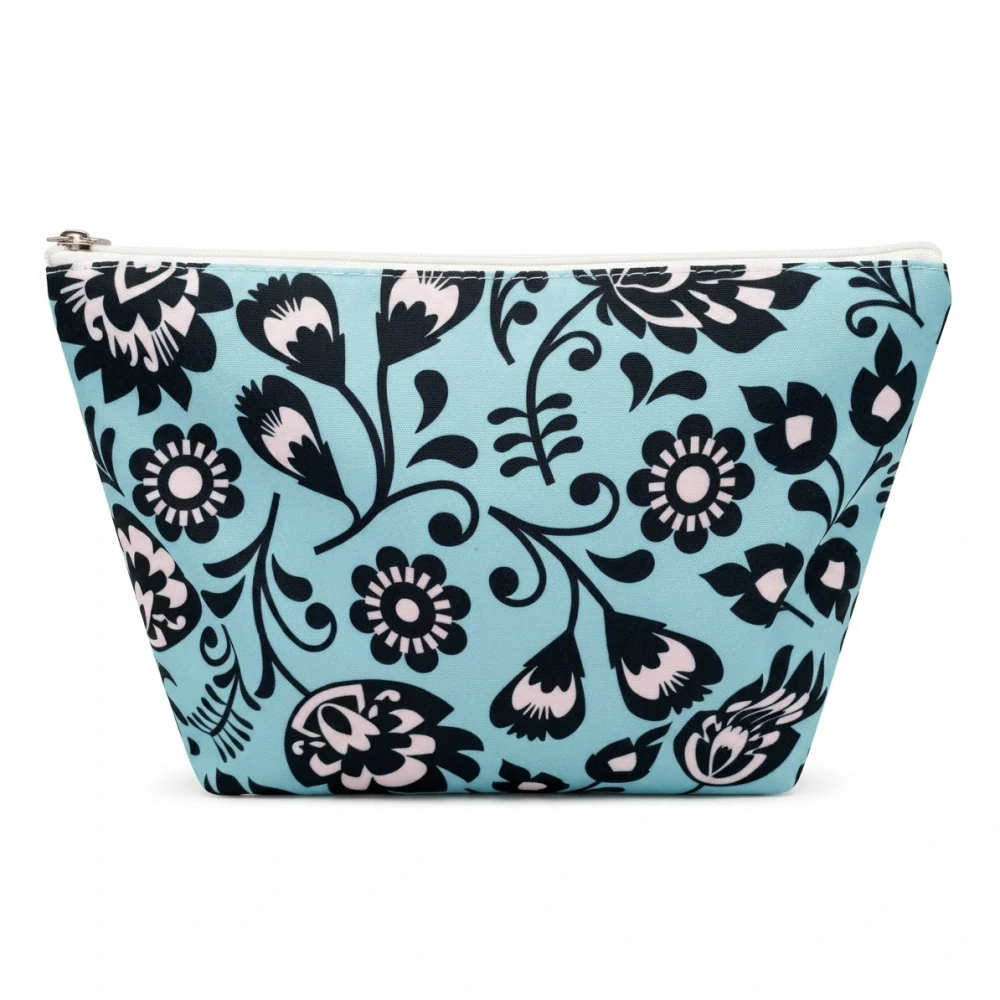 Plážová sada - čierne kvety na tyrkysovom pozadí