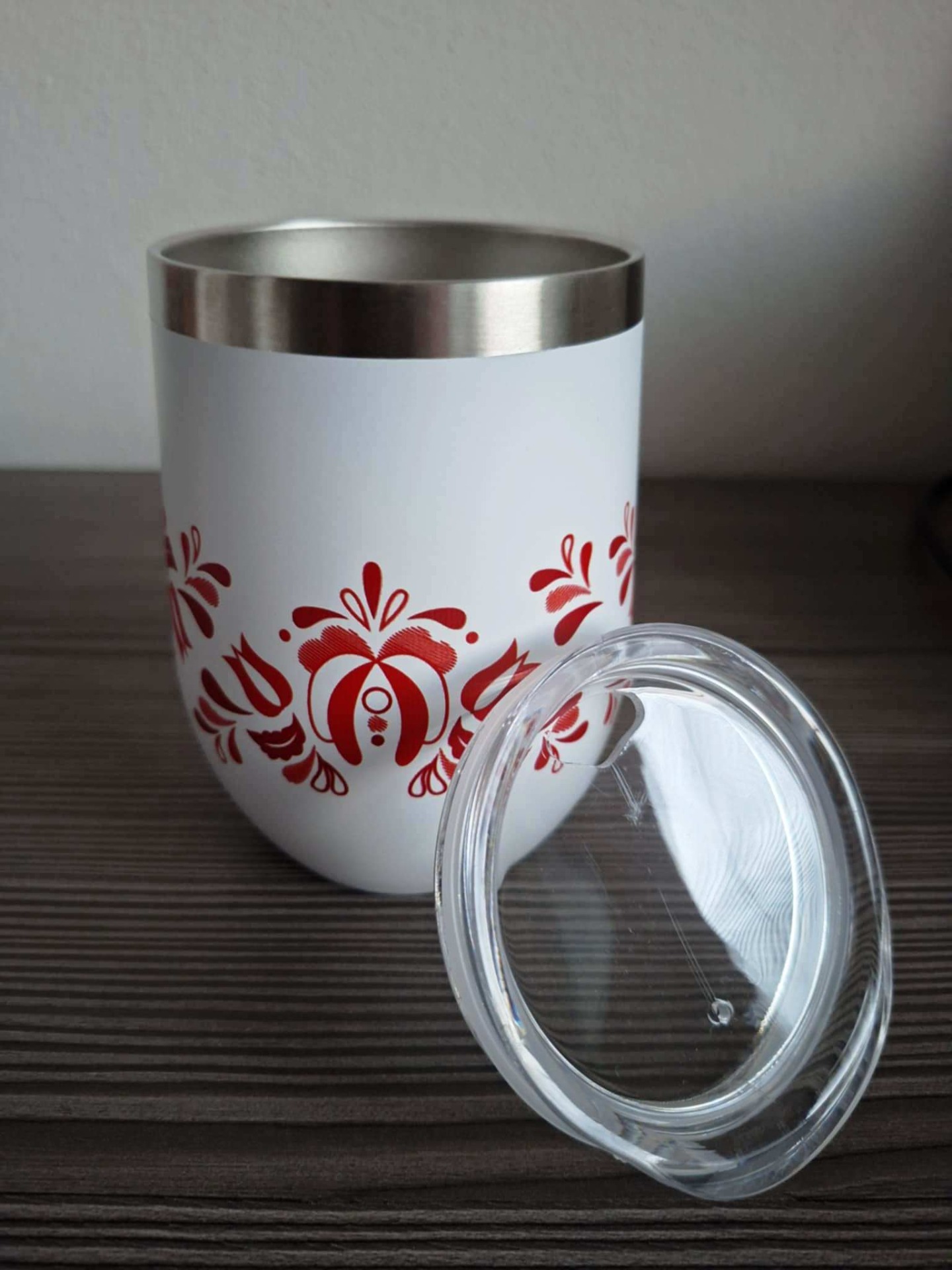 Nerezový termohrnček folk červený 350ml