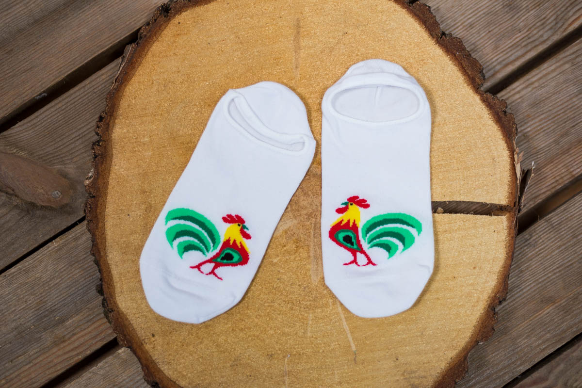 Pánske botaskové ponožky biele 44-46 - kohúty 16116