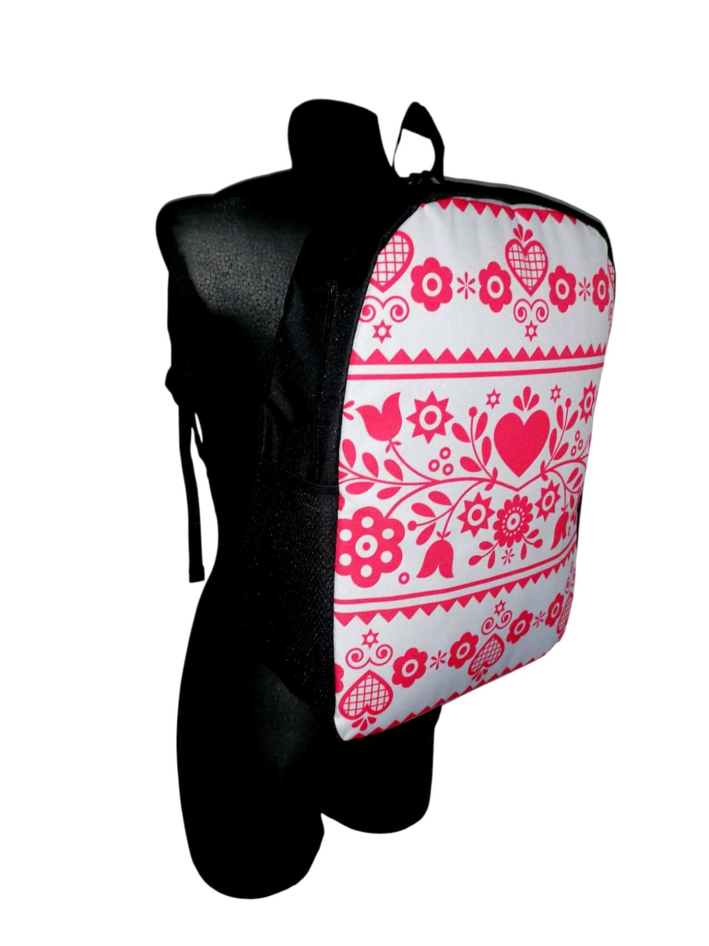 Ruksak s ľudovým motívom- červeno-biely