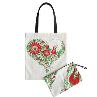 Nákupná taška + kozmetická taštička - srdce