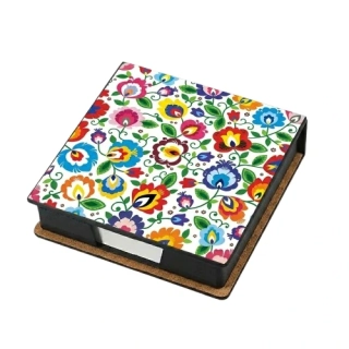 Zásobník na poznámkové lístky (160 lístkov) - kvety na bielom pozadí