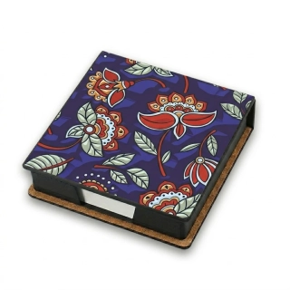 Zásobník na poznámkové lístky (160 lístkov) - kvety na modrom pozadí