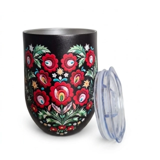 Nerezový termohrnček uzatvárateľný vrchnák - srdce ŽDIAR na čiernom pozadí 350ml 