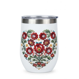 Nerezový termohrnček uzatvárateľný vrchnák - srdce ŽDIAR na bielom pozadí 350ml - nerezový lem