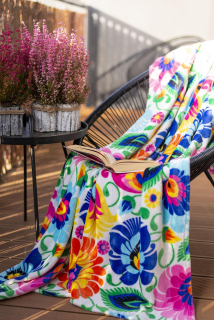 Deka s ľudovým motívom 150 x 200 cm - biela