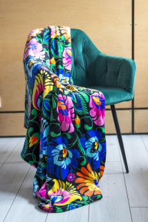 Deka s ľudovým motívom 150 x 200 cm - čierna