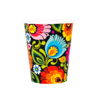 Papierové poháre 250ml, sada 6ks - čierne