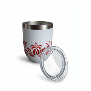 Nerezový termohrnček folk červený 350ml