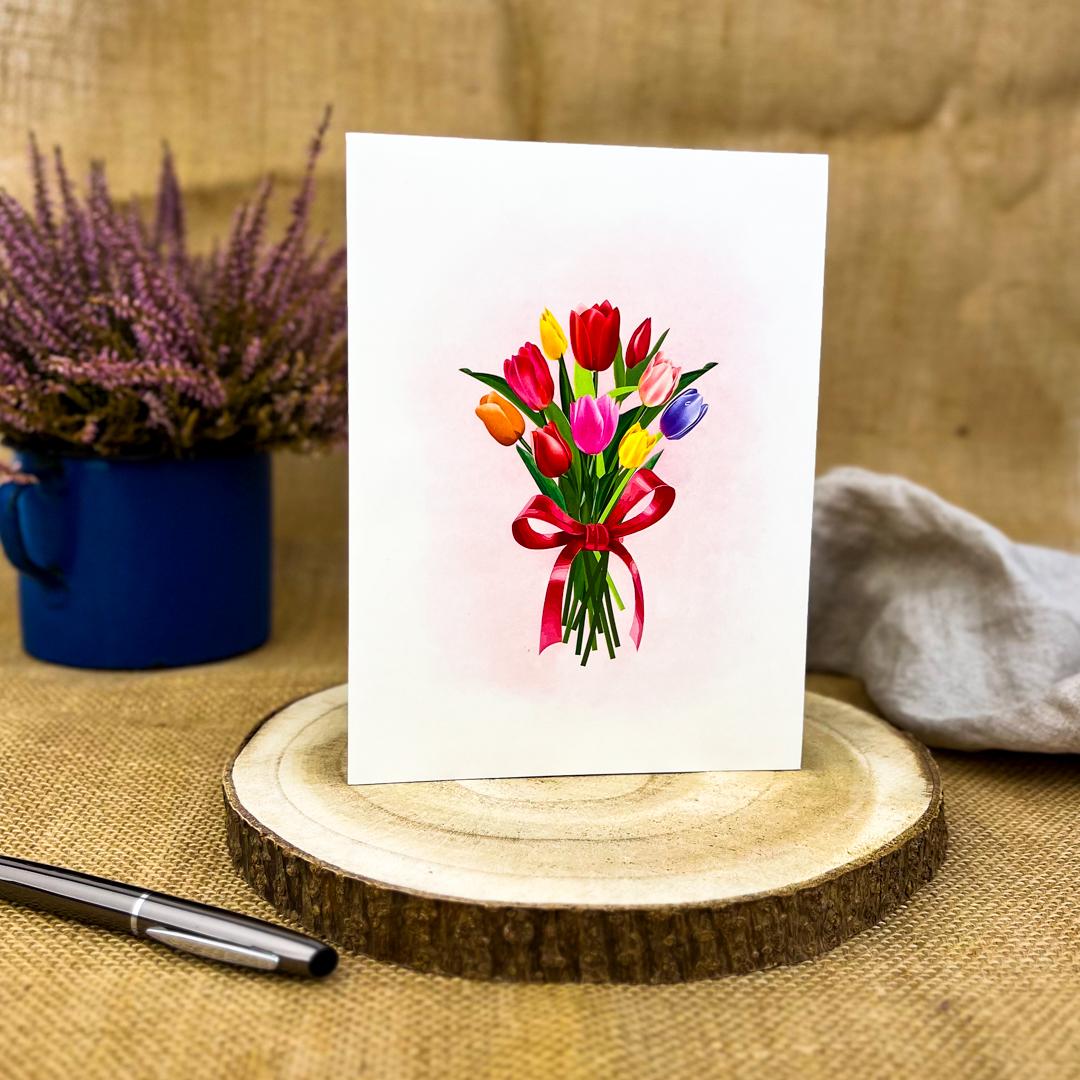 3D blahoželanie - kytica tulipánov