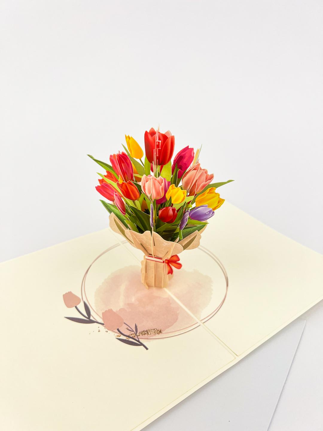 3D blahoželanie - kytica tulipánov