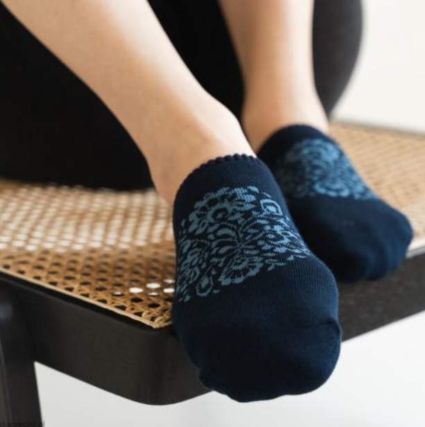 Dámske botaskové froté ponožky STEVEN ornament modré 35-37