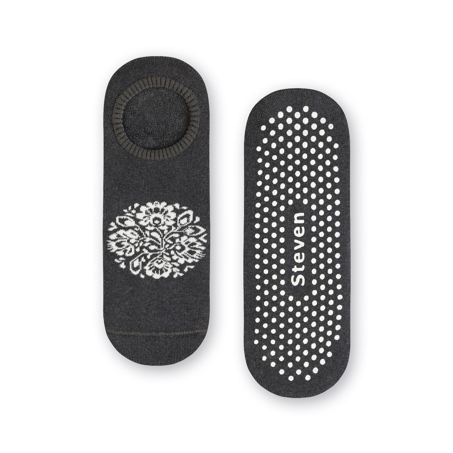 Dámske botaskové froté ponožky STEVEN ornament tmavosivé 35-37