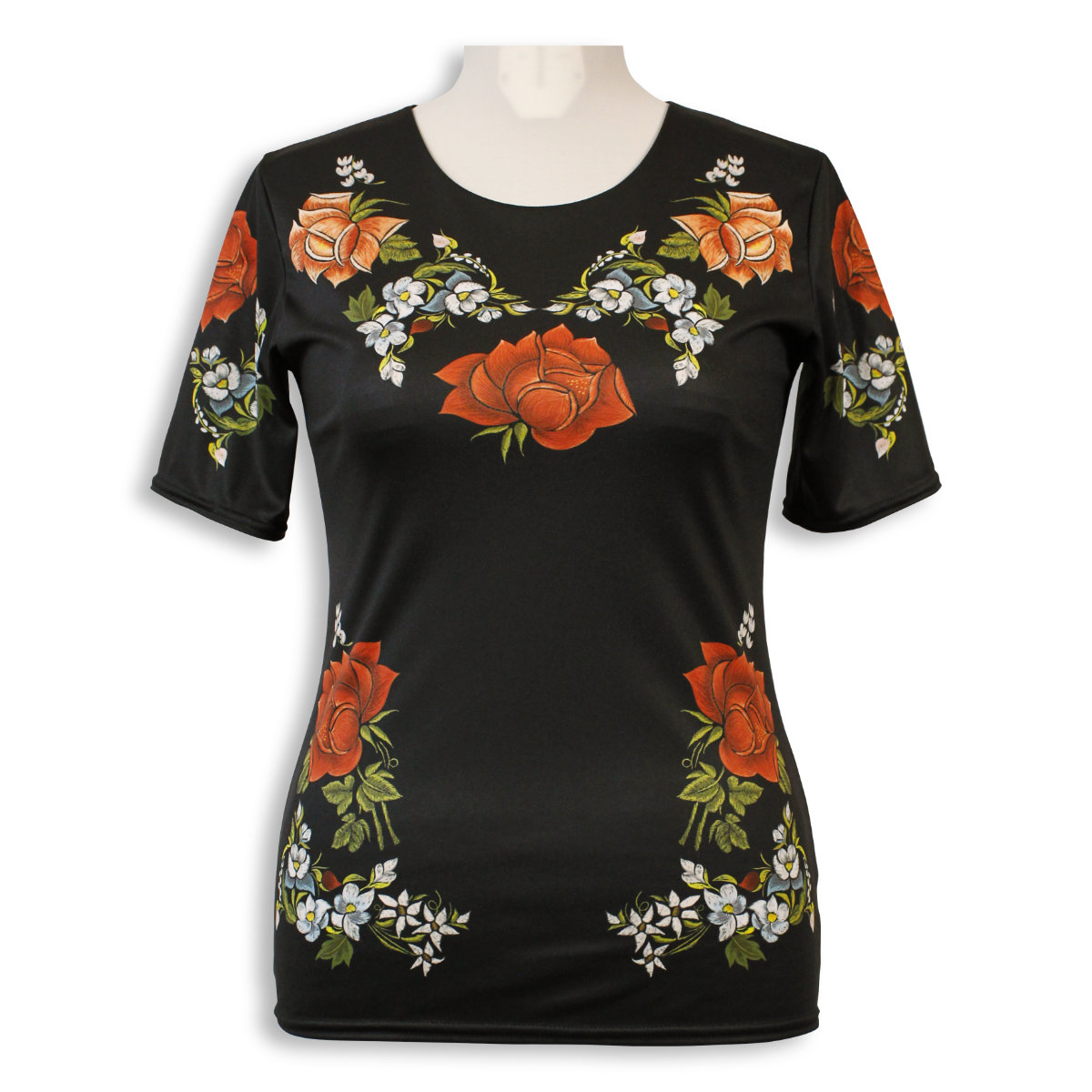 Dámske tričko s ľudovým motívom - čierne