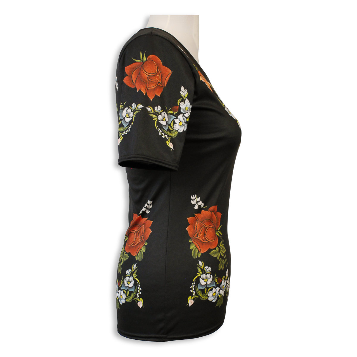 Dámske tričko s ľudovým motívom - čierne