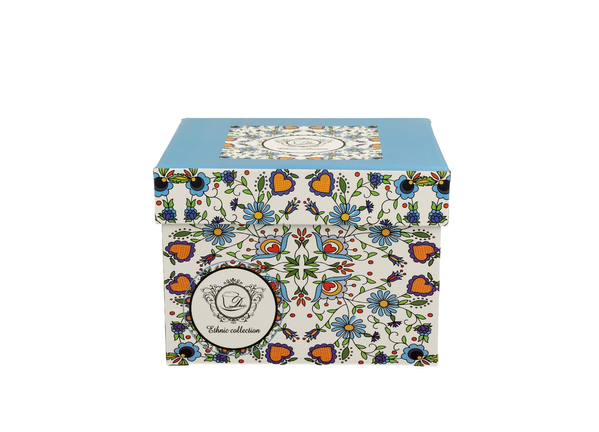 Guľatý hrnček v darčekovej krabičke 430ml - modré kvety