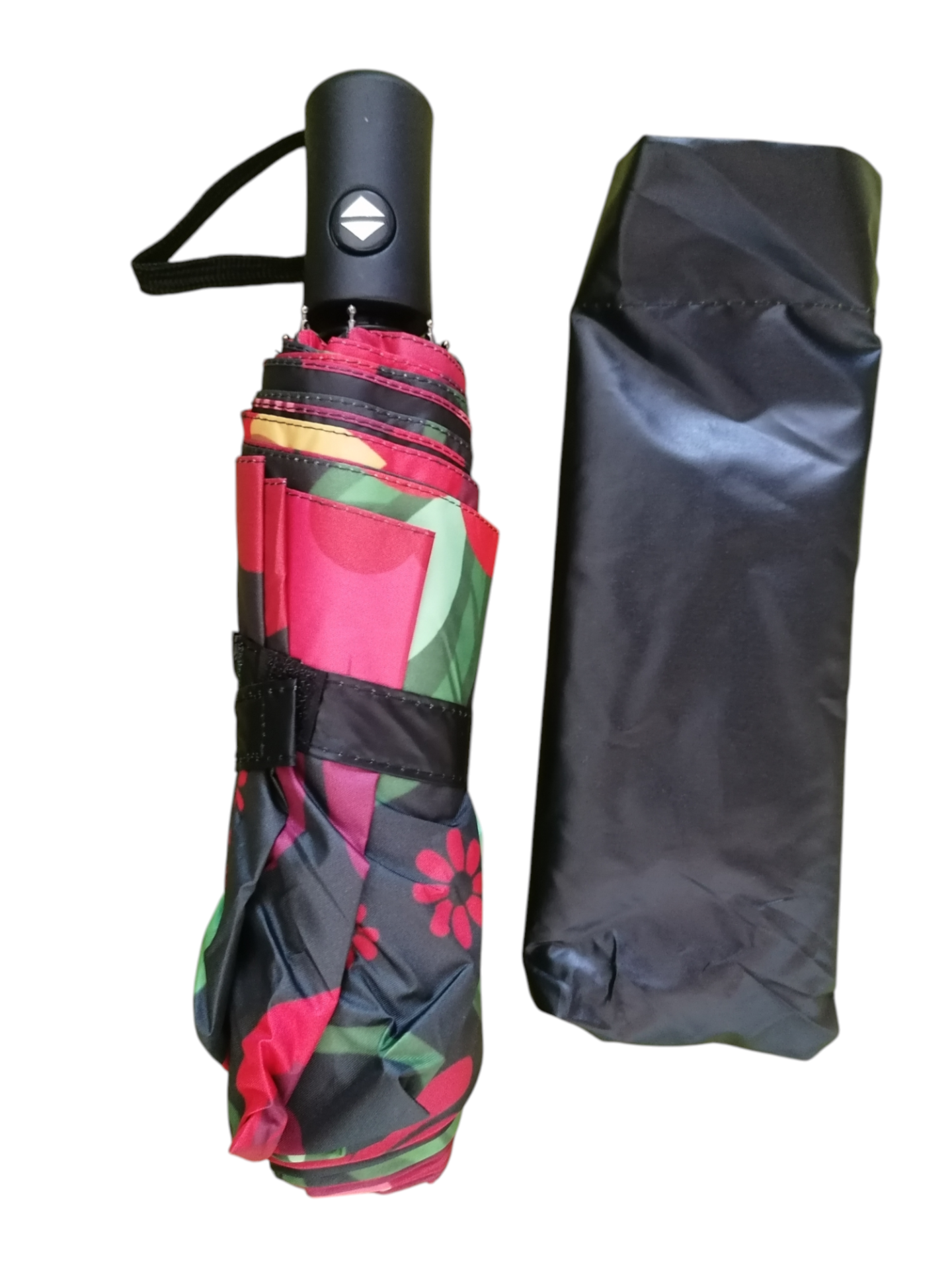 Automatický skladací dáždnik - veľké červené kvety