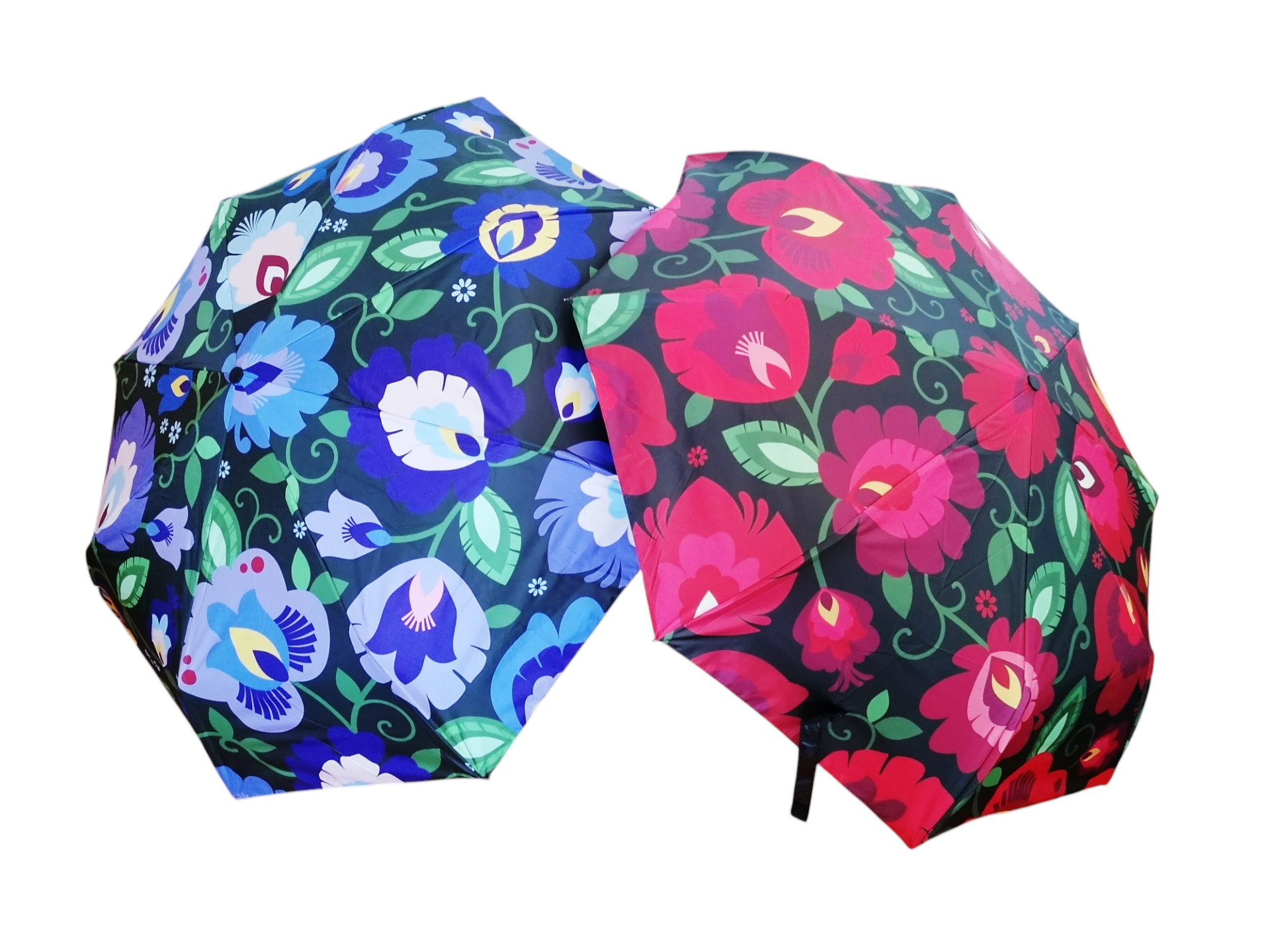 Automatický skladací dáždnik - veľké červené kvety