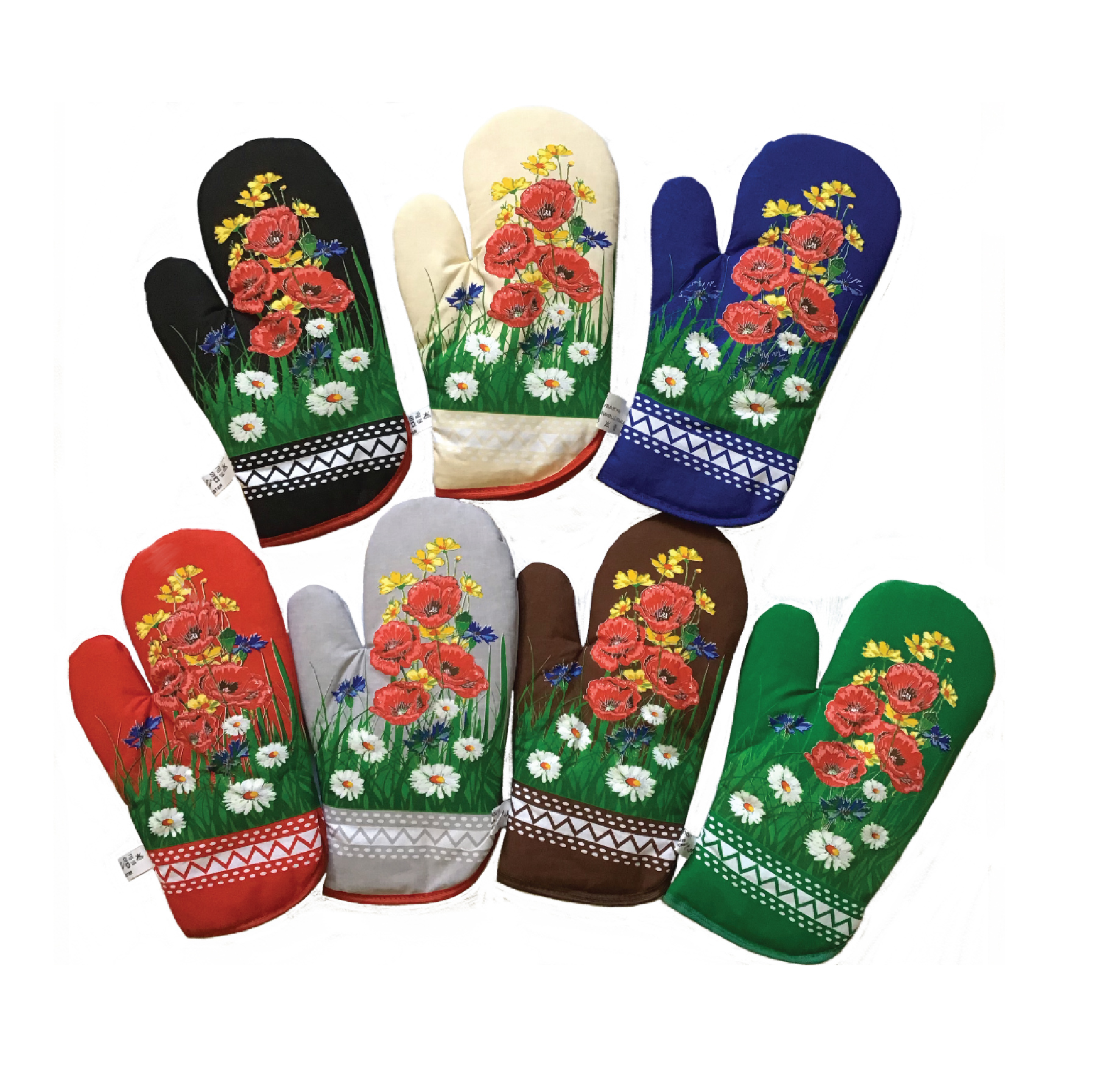 Kuchynská sada poľné kvety- chňapka a 2 utierky 