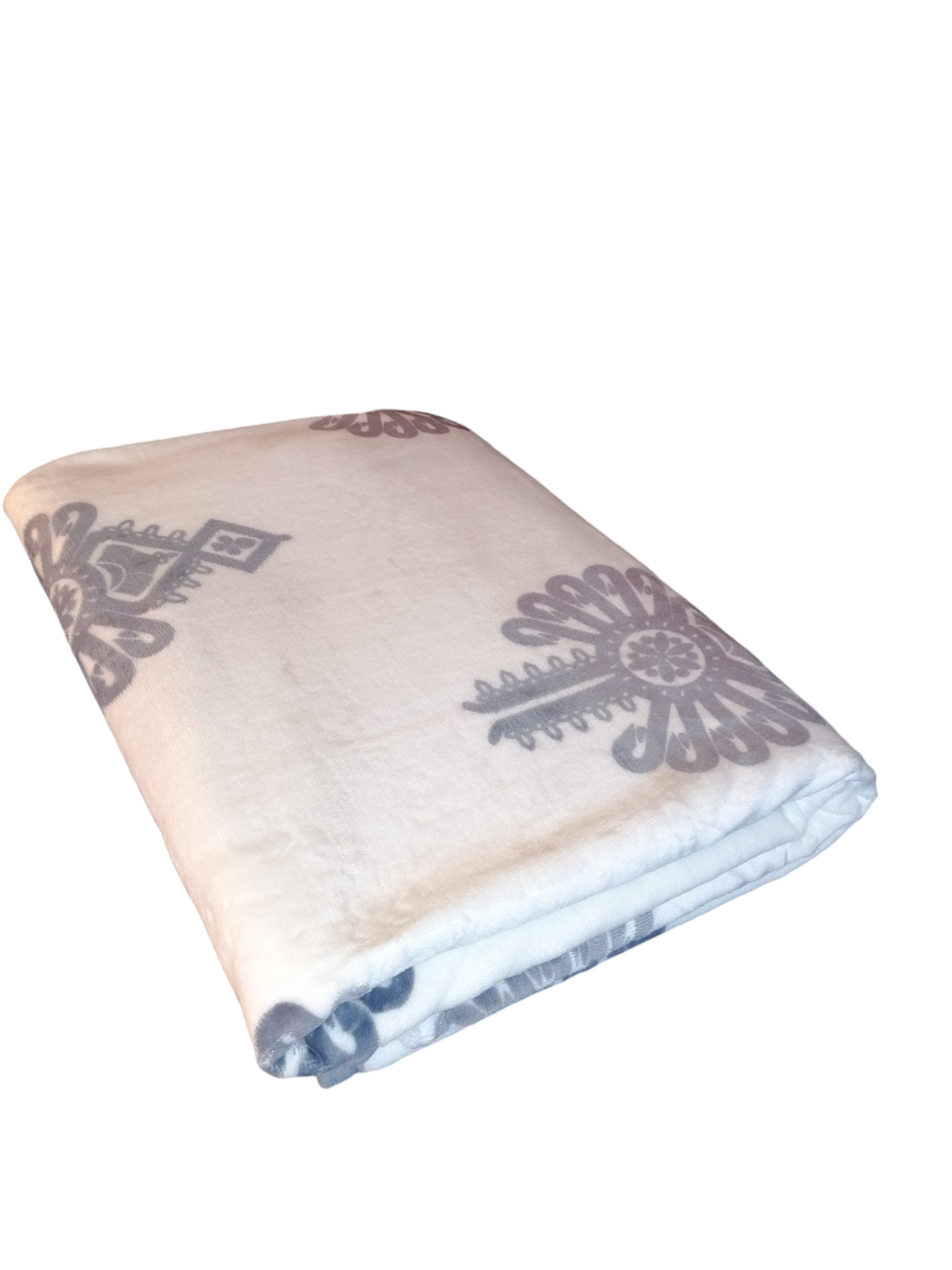 Fleecová deka 220x200 goral - biela/oceľovošedý ornament