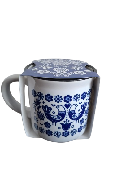 Keramický hrnček 330ml - modrý folklór