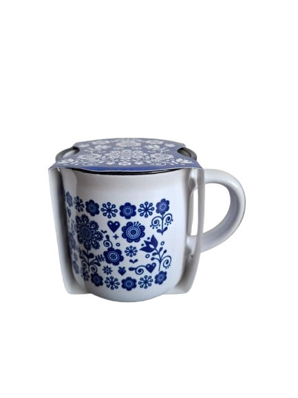 Keramický hrnček 330ml - modrý folklór