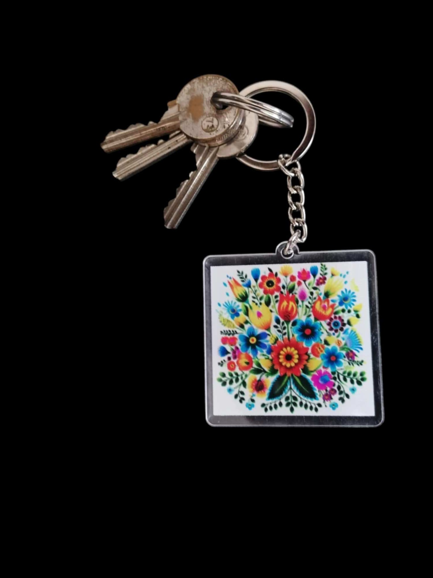 Akrylová kľúčenka - kytica