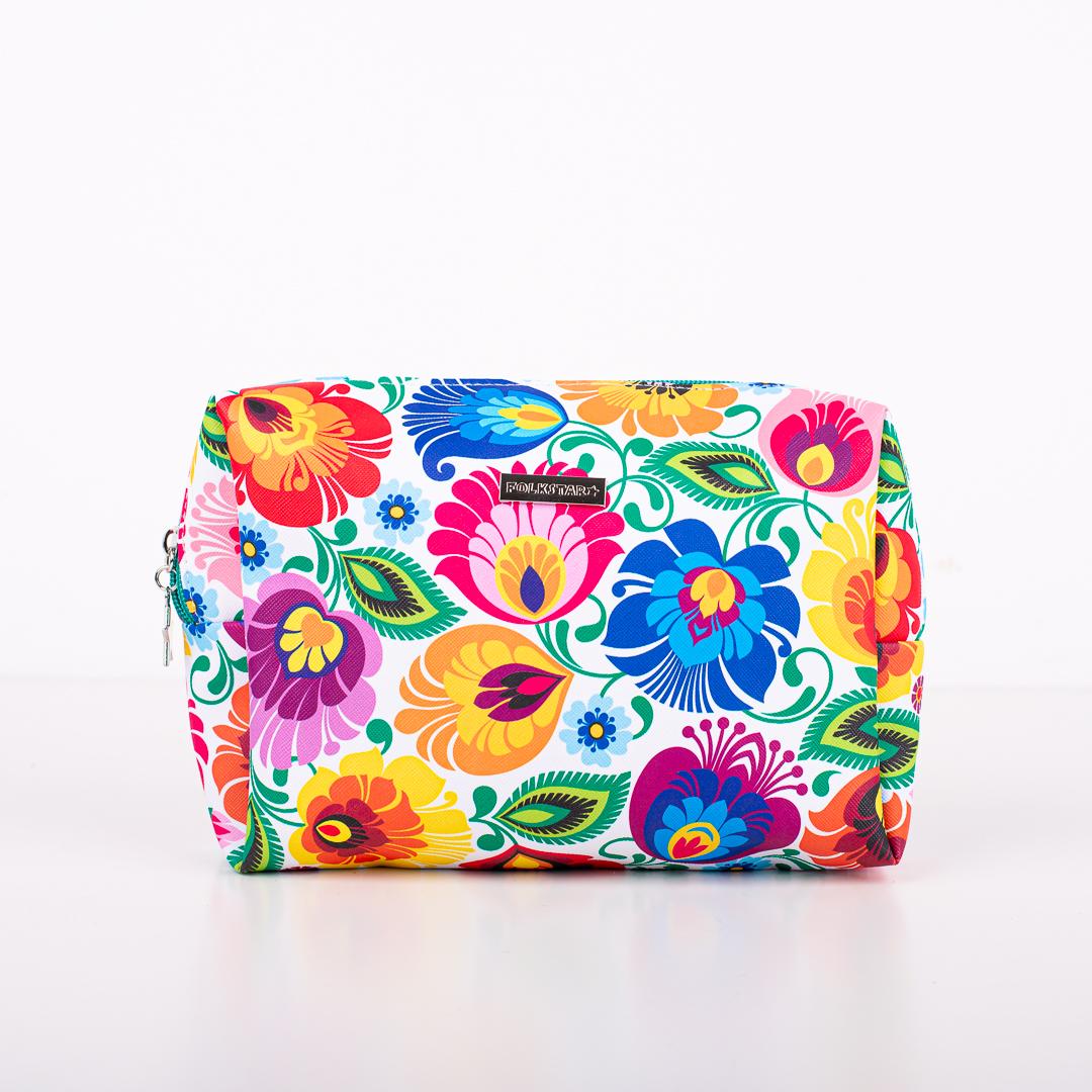 Koženková kozmetická taška- stredná 22 x 15 x 6 cm - biela