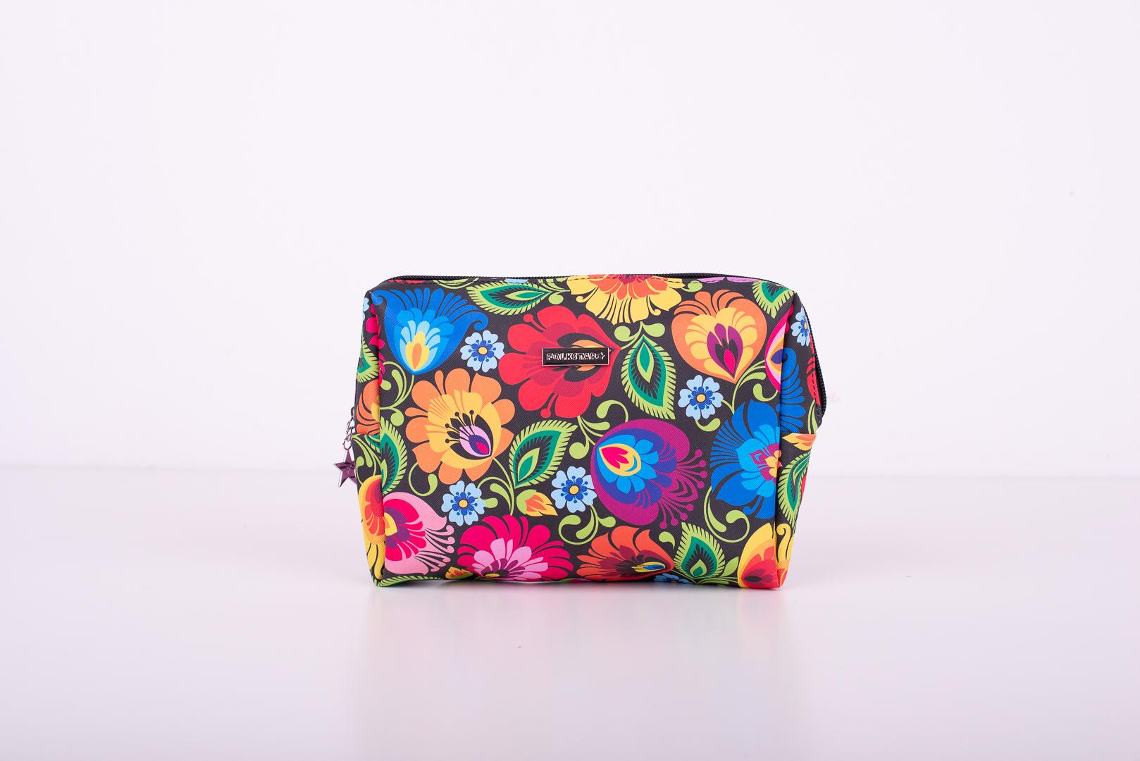 Koženková kozmetická taška- stredná 22 x 15 x 6 cm - čierna