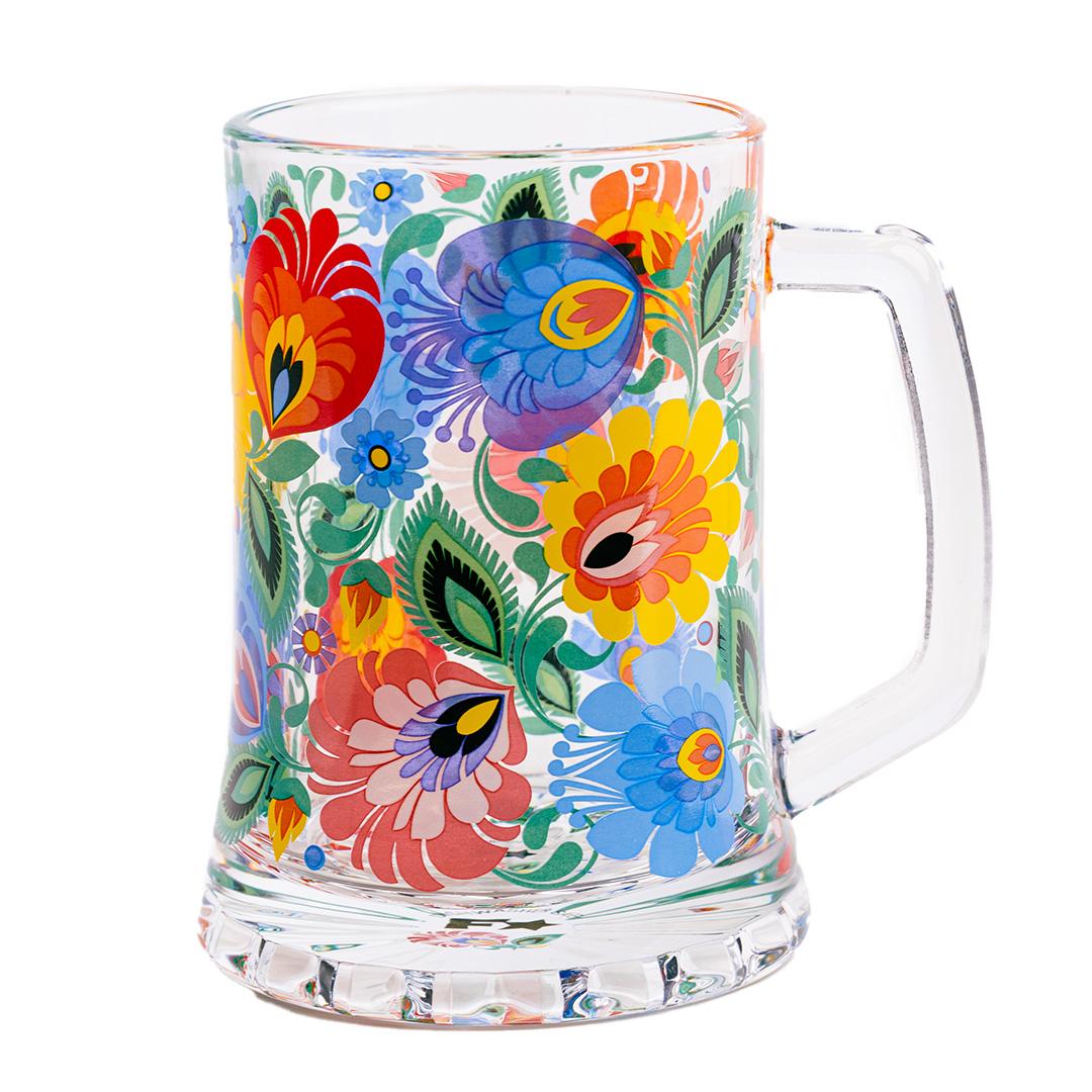 Krígeľ na pivo 510ml- kvety