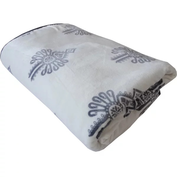 Luxusná dvojvrstvová MERINO deka 220x200 goral - biela/oceľovošedý ornament