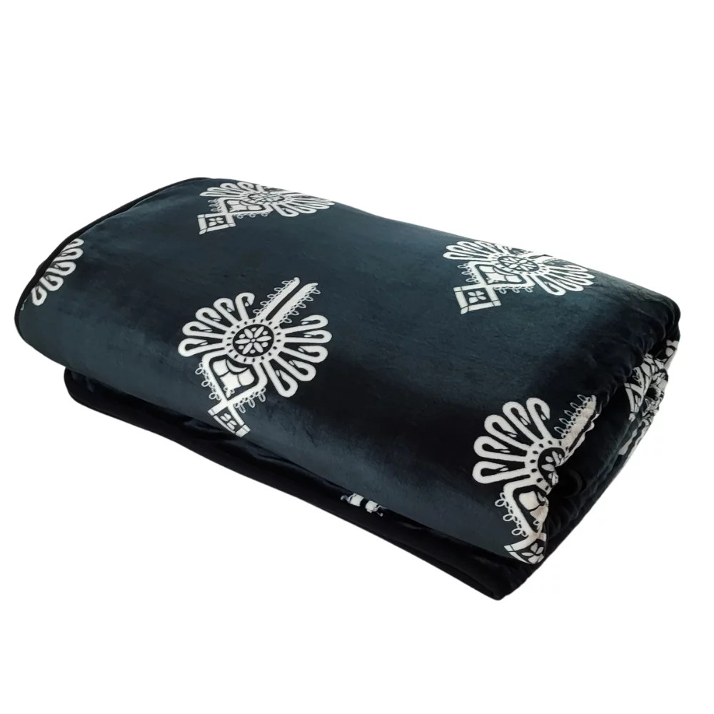 Luxusná dvojvrstvová MERINO deka 150x200 goral - čierna/biely ornament