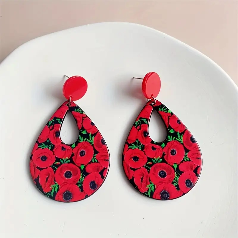 Akrylové náušnice 03 - vlčie maky