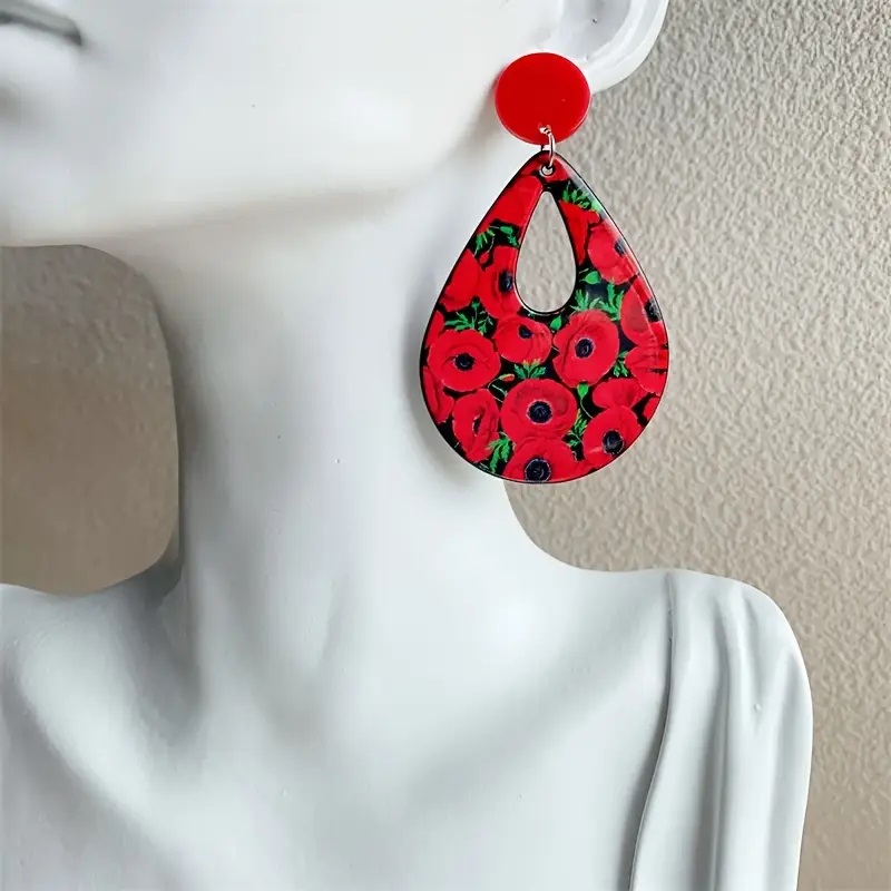 Akrylové náušnice 03 - vlčie maky