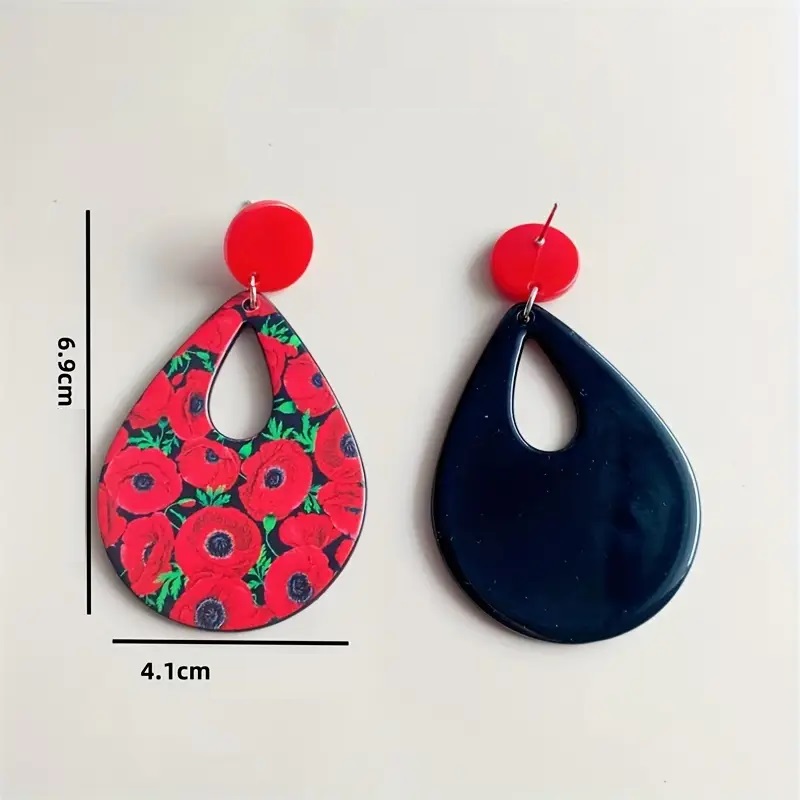 Akrylové náušnice 03 - vlčie maky