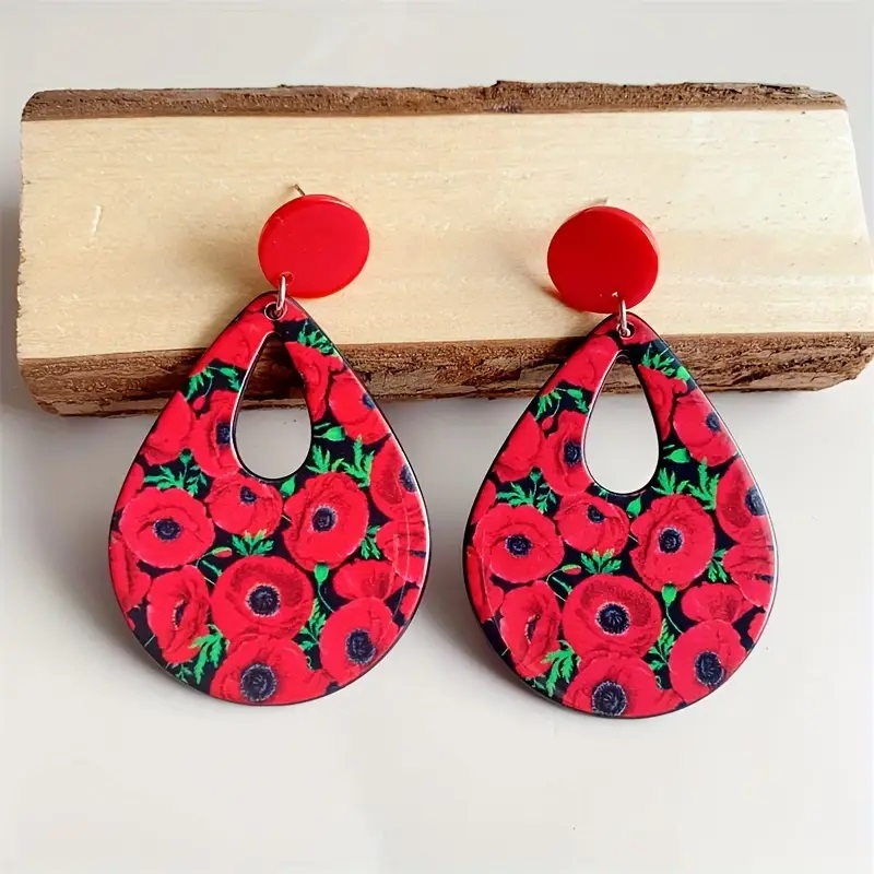 Akrylové náušnice 03 - vlčie maky