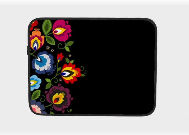 Obal na notebook 15´´- kvety na čiernom pozadí na boku