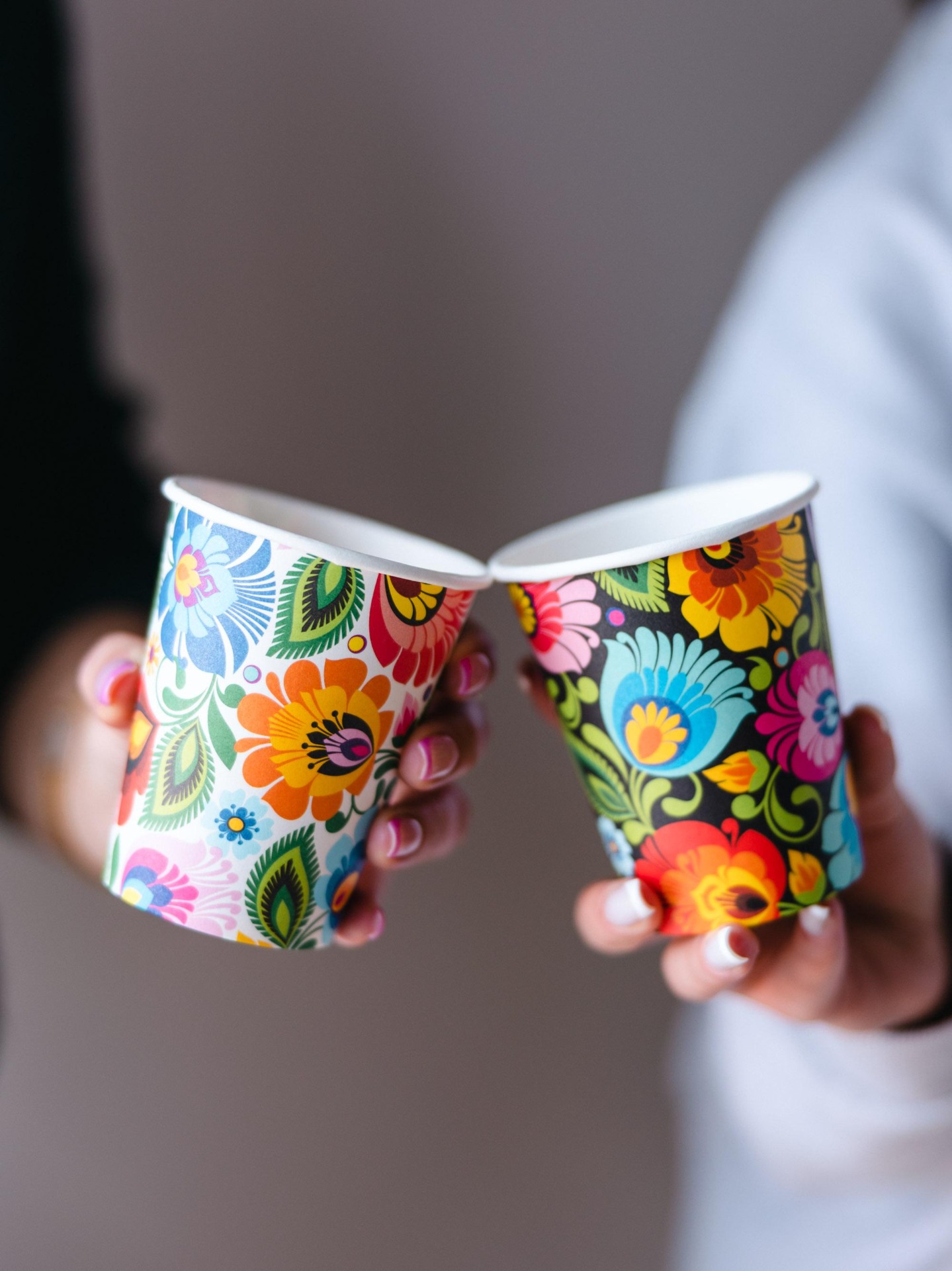 Papierové poháre 250ml, sada 6ks - čierne