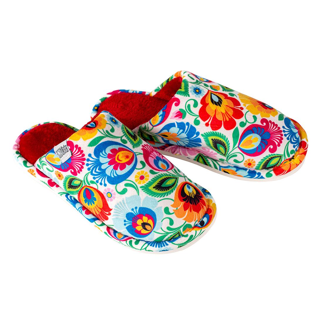 Papuče s ľudovým motívom - biele