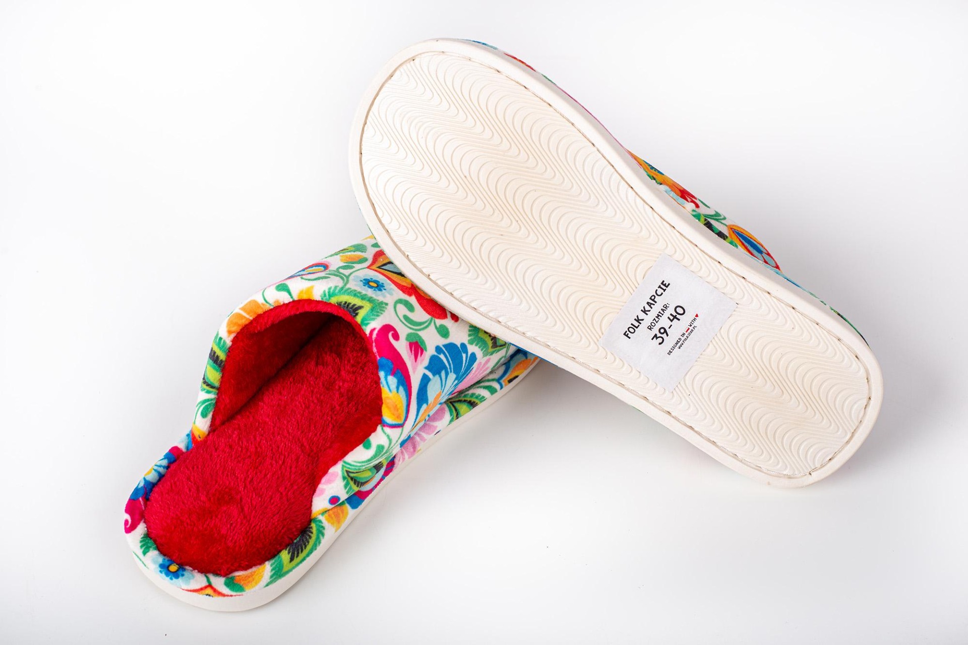 Papuče s ľudovým motívom - biele