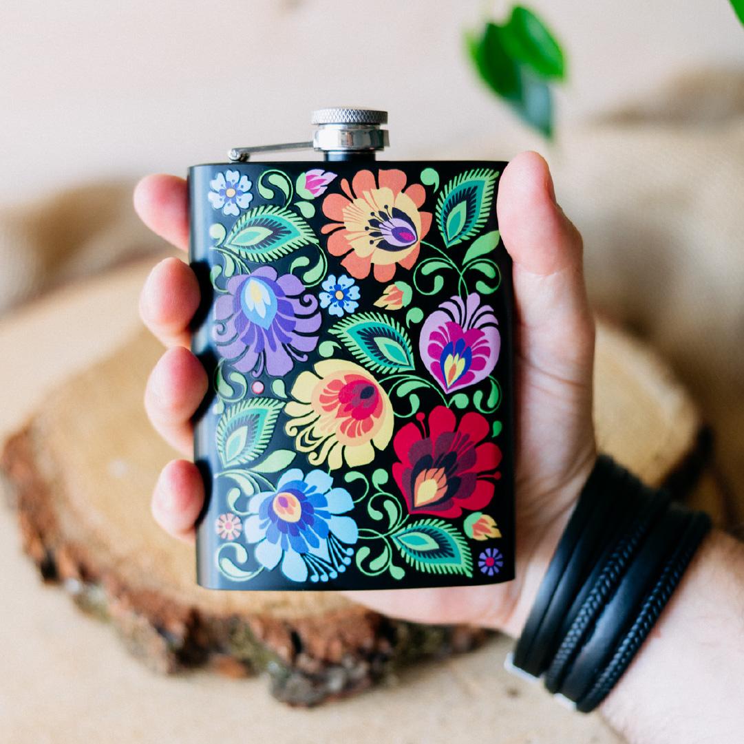 Ploskačka nerezová 220ml - kvety